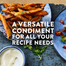 Mayonnaise condiment with bowl of creamy dip, fries, and text reading A Versatile Condiment