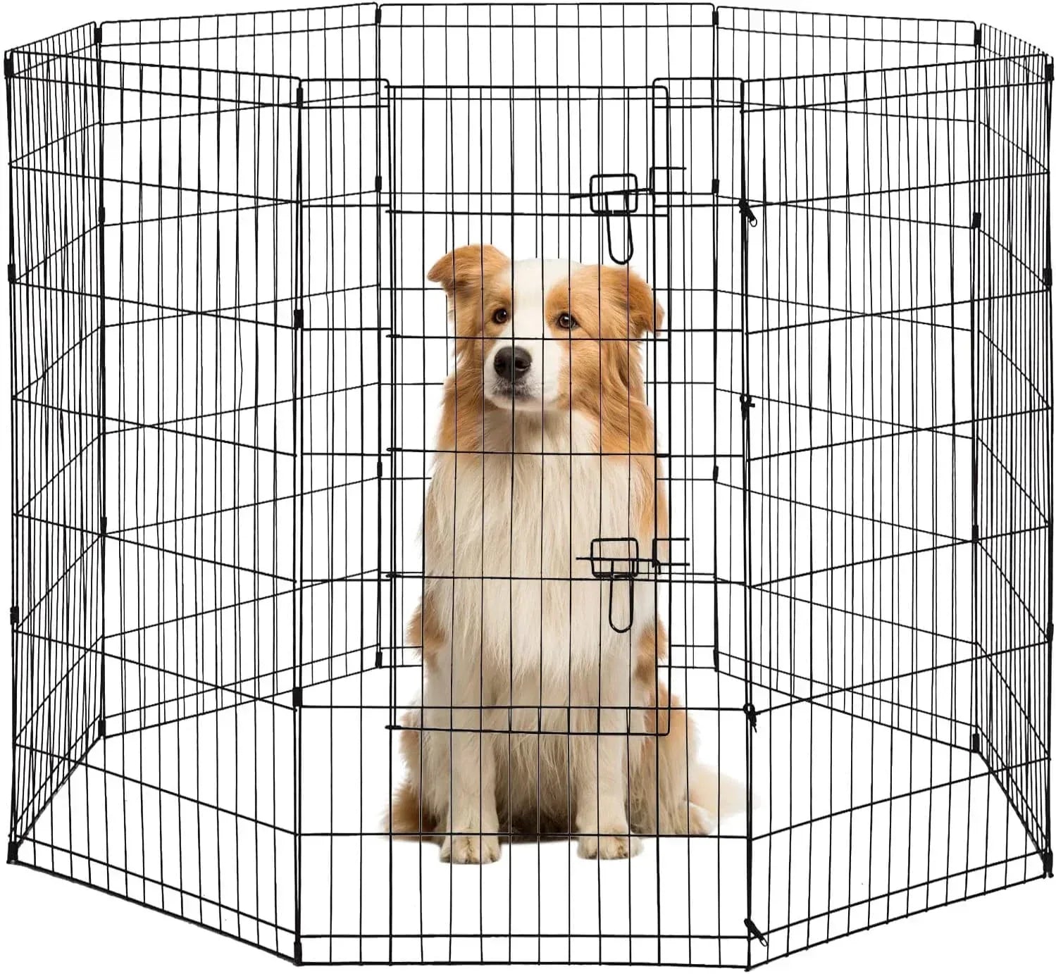 Bestpet 24"H Dog Playpen, Black, 8 Panel