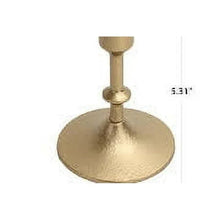 Gold cast iron taper candle holder base with centered pedestal and top cup