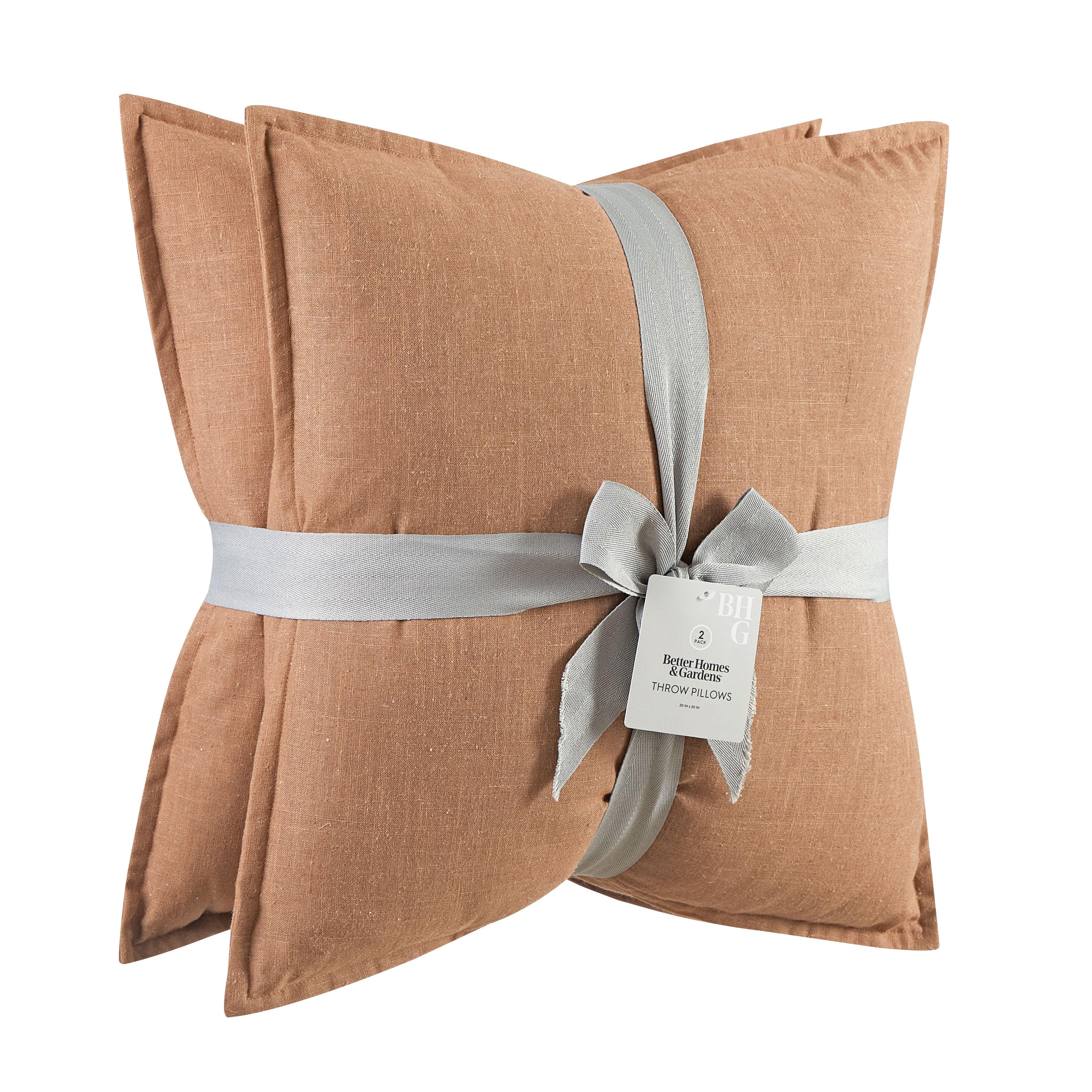 Better Homes & Gardens 2-Pack Linen Pillows, 20"x20" Brown Basket