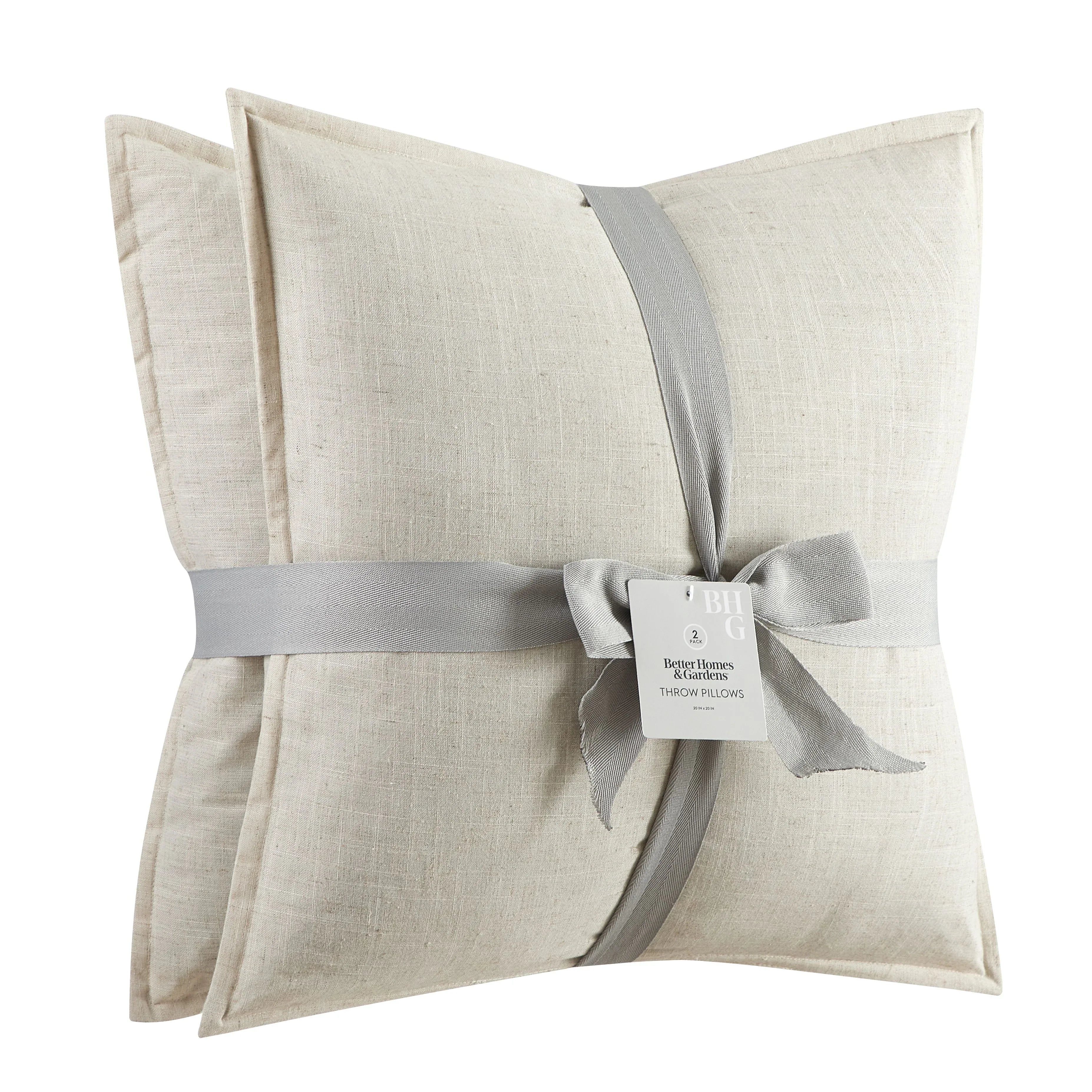 Better Homes & Gardens 2-Pack Linen Pillows, 20"x20" Brown Basket