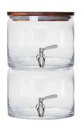 Better Homes & Gardens 240oz Stacking Glass Beverage Dispenser with Acacia Wood Lid