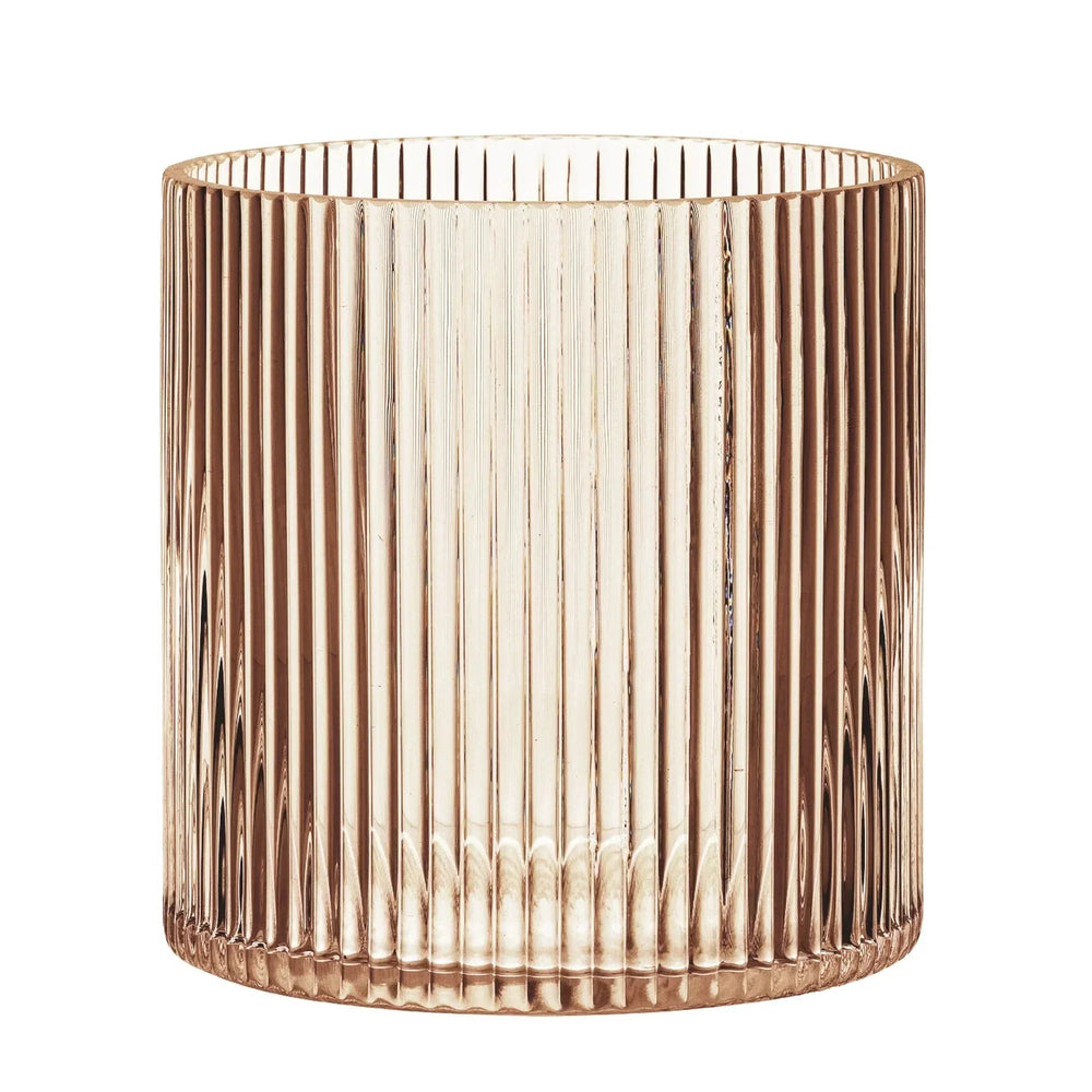 Better Homes & Gardens Glass Ribbed Hurricane Candle Holder, 5", Medium, Living Room - USA MEGA SHOP