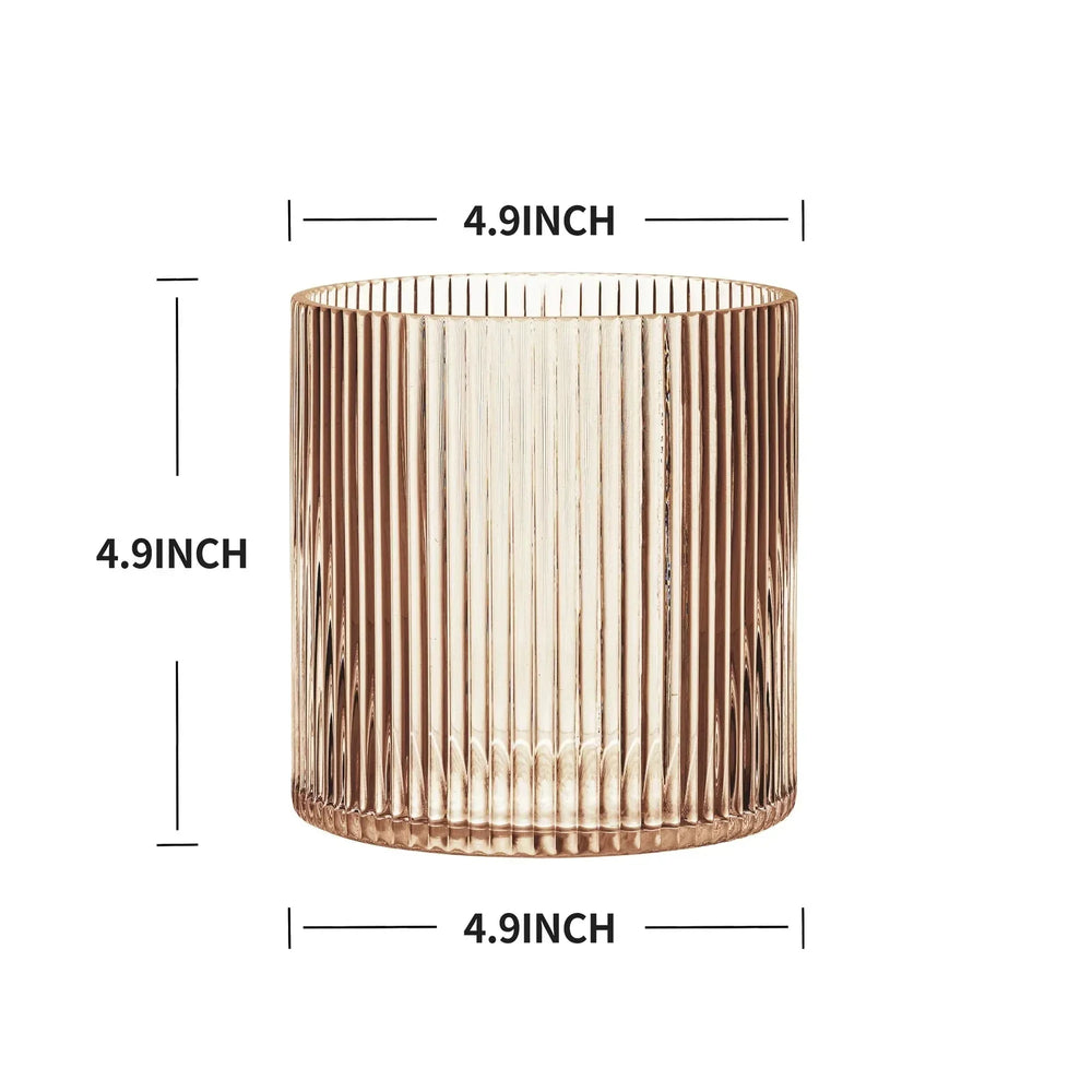 Better Homes & Gardens Glass Ribbed Hurricane Candle Holder, 5", Medium, Living Room - USA MEGA SHOP