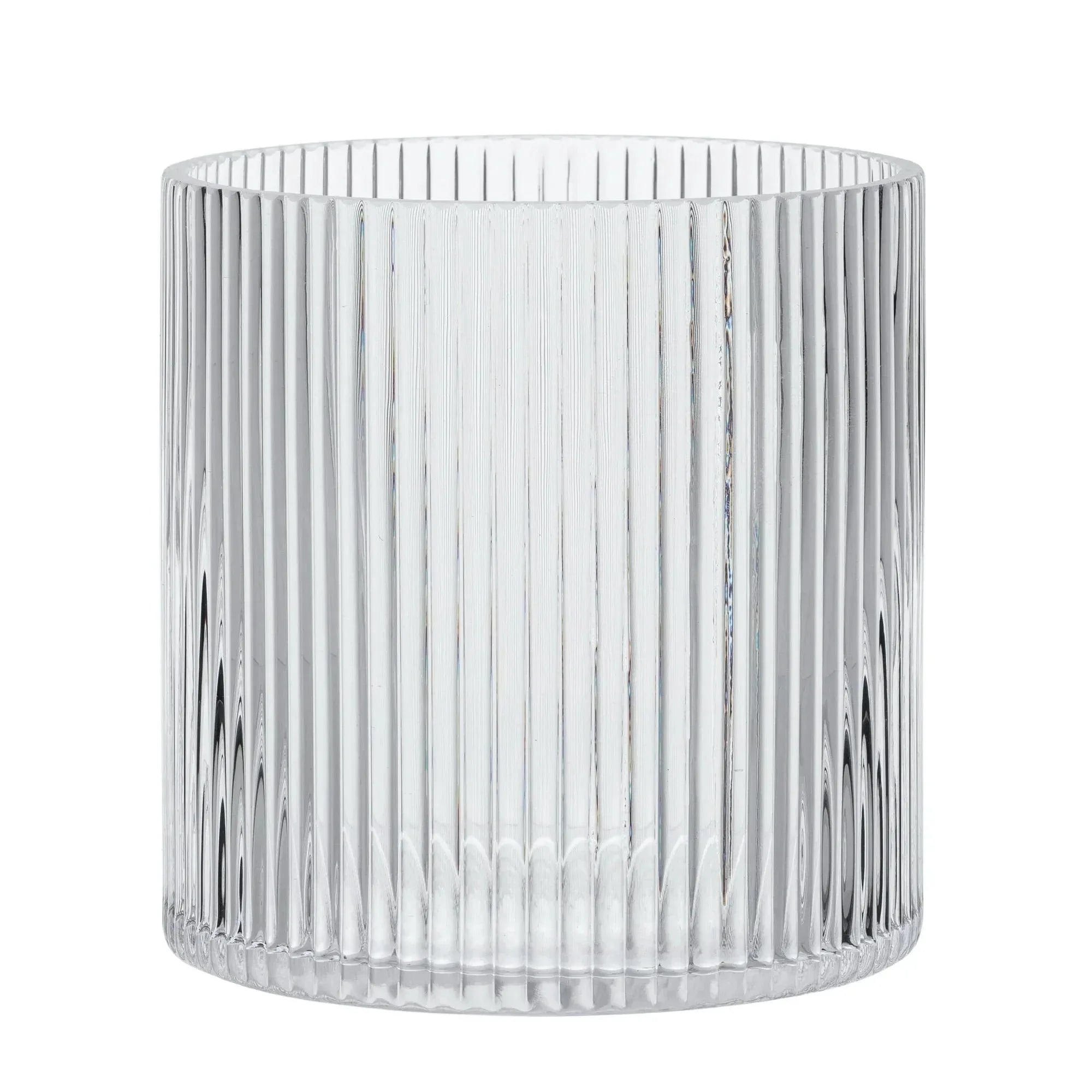 Better Homes & Gardens Glass Ribbed Hurricane Candle Holder, 5", Medium, Living Room - USA MEGA SHOP