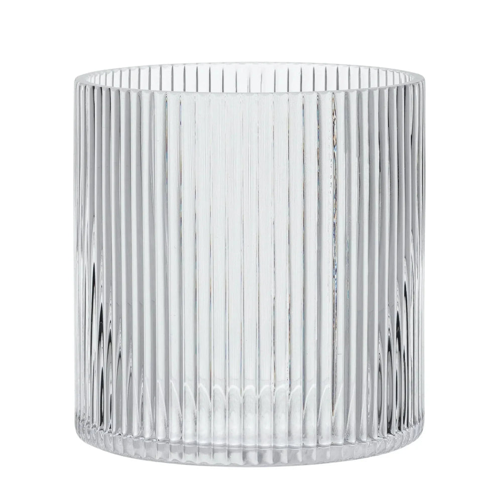 Better Homes & Gardens Glass Ribbed Hurricane Candle Holder, 5", Medium, Living Room - USA MEGA SHOP