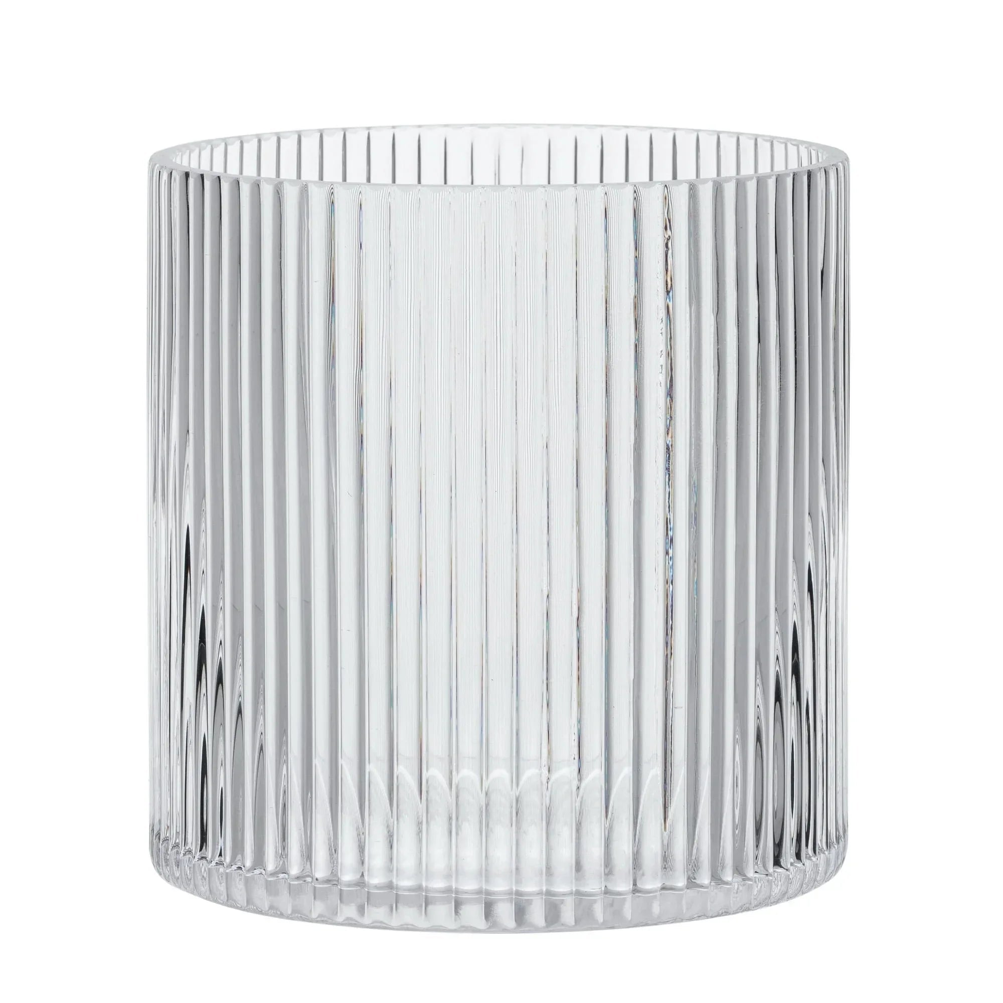 Better Homes & Gardens Glass Ribbed Hurricane Candle Holder, 5", Medium, Living Room