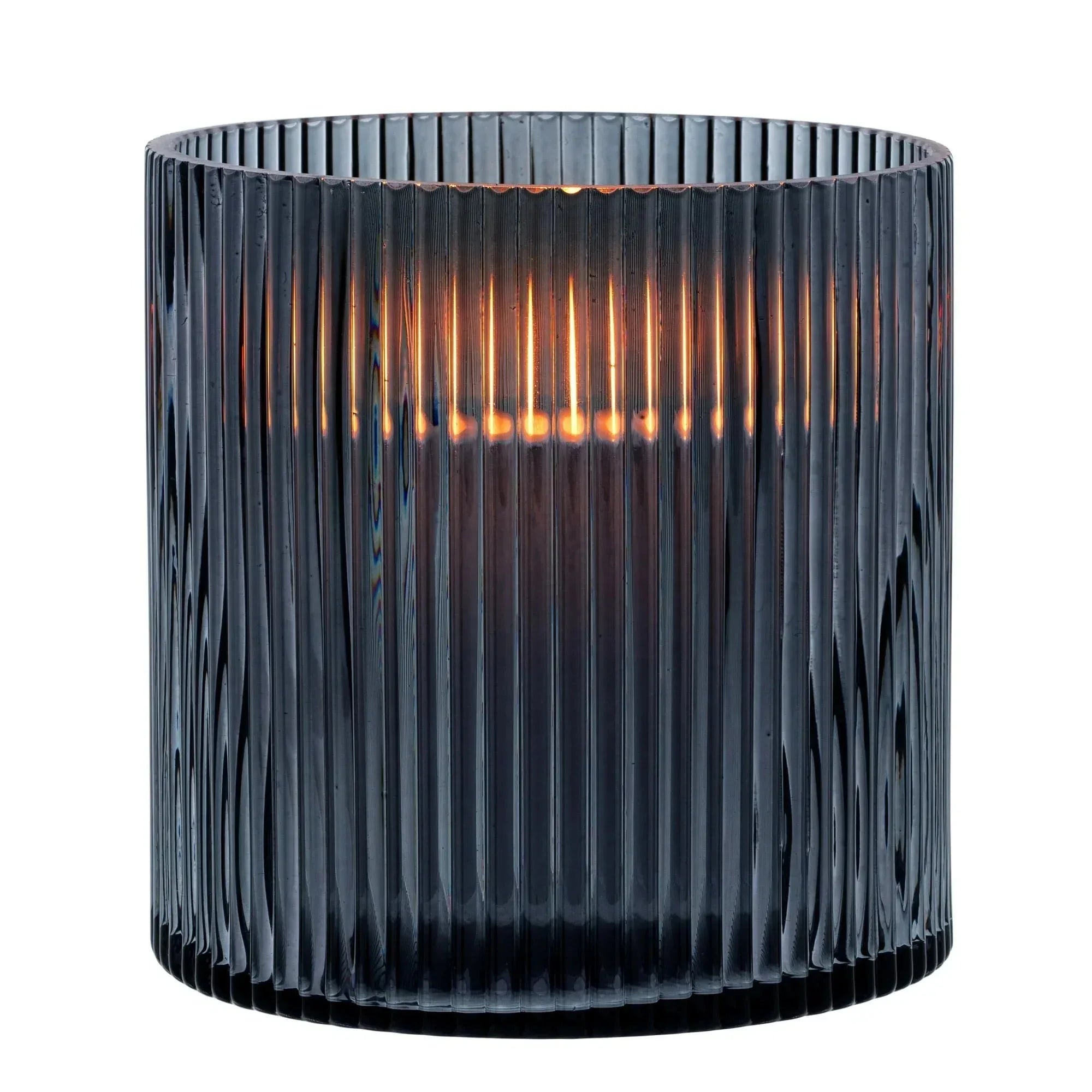 Better Homes & Gardens Glass Ribbed Hurricane Candle Holder, 5", Medium, Living Room - USA MEGA SHOP