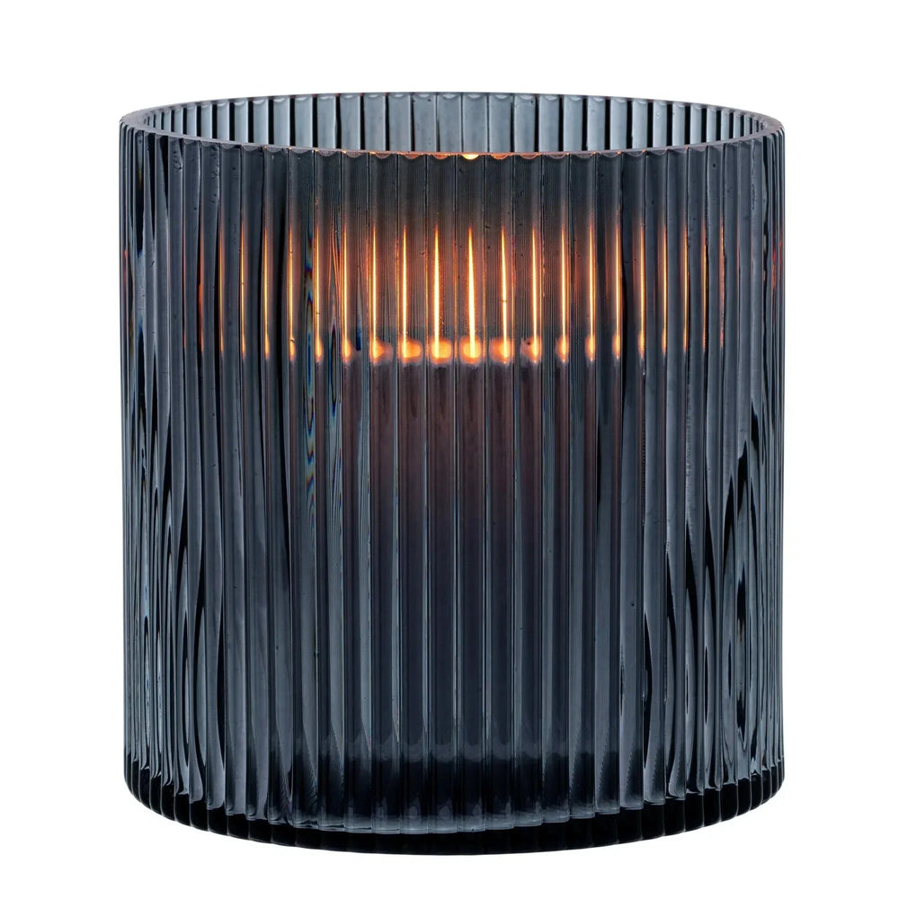 Better Homes & Gardens Glass Ribbed Hurricane Candle Holder, 5", Medium, Living Room - USA MEGA SHOP