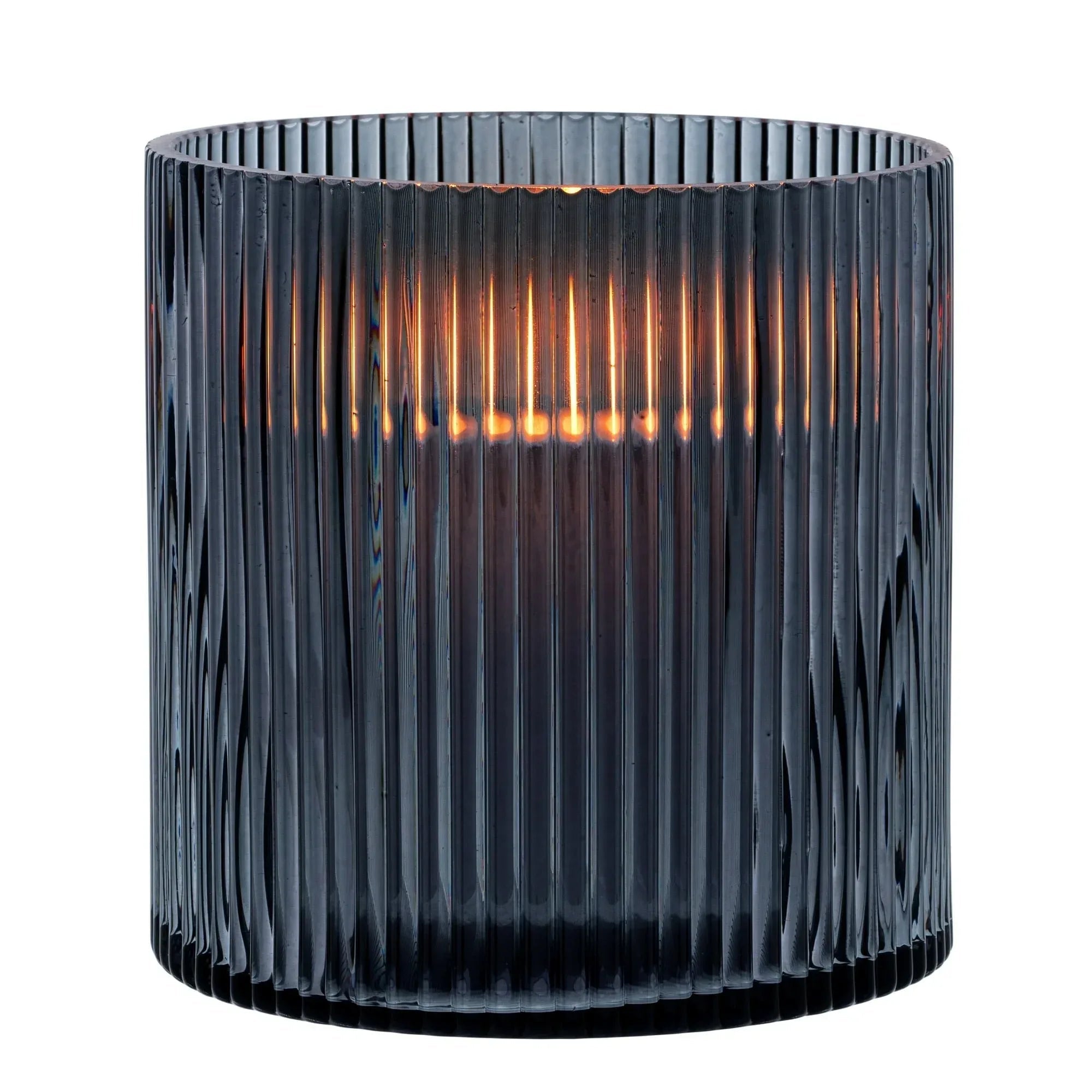 Better Homes & Gardens Glass Ribbed Hurricane Candle Holder, 5", Medium, Living Room