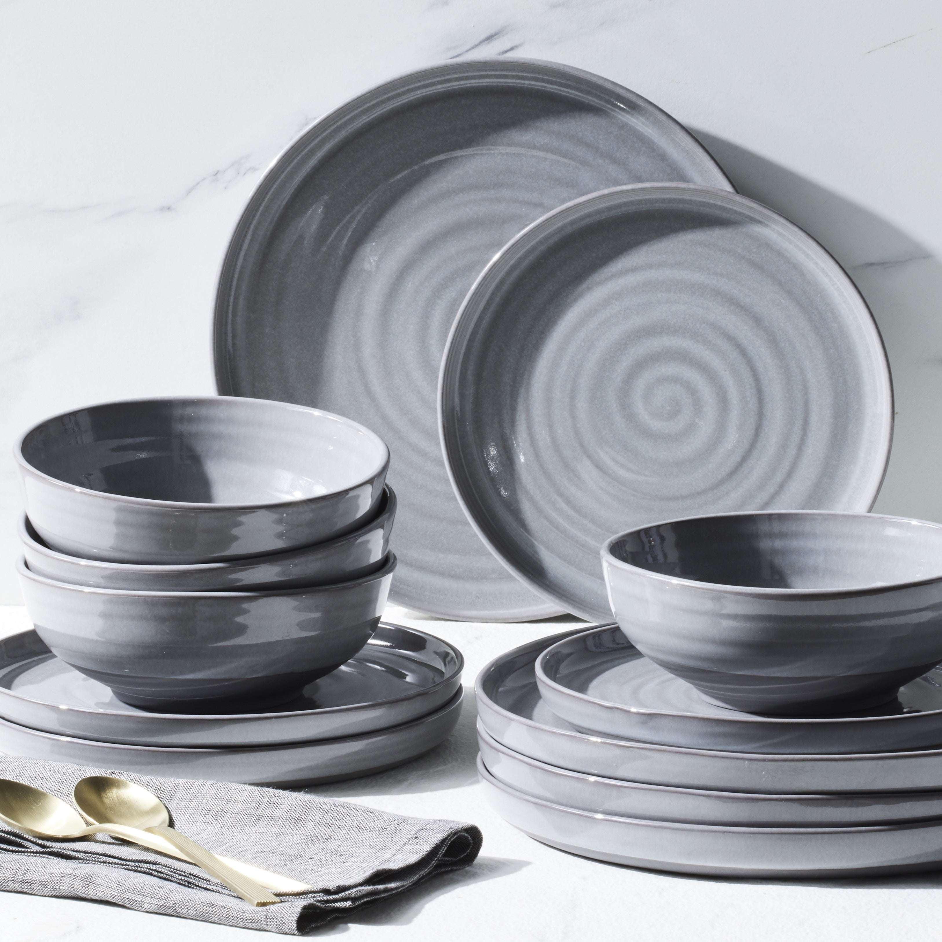 Better Homes & Gardens-Collins Cream Stoneware 12-Piece Dinnerware Set