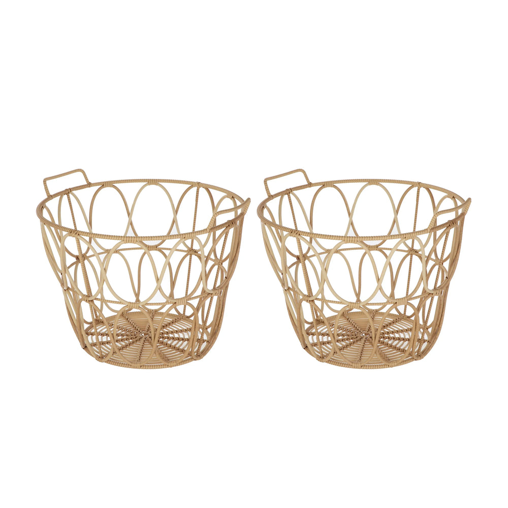 Better Homes & Gardens Large Poly Rattan Storage Basket with Handles - USA MEGA SHOP