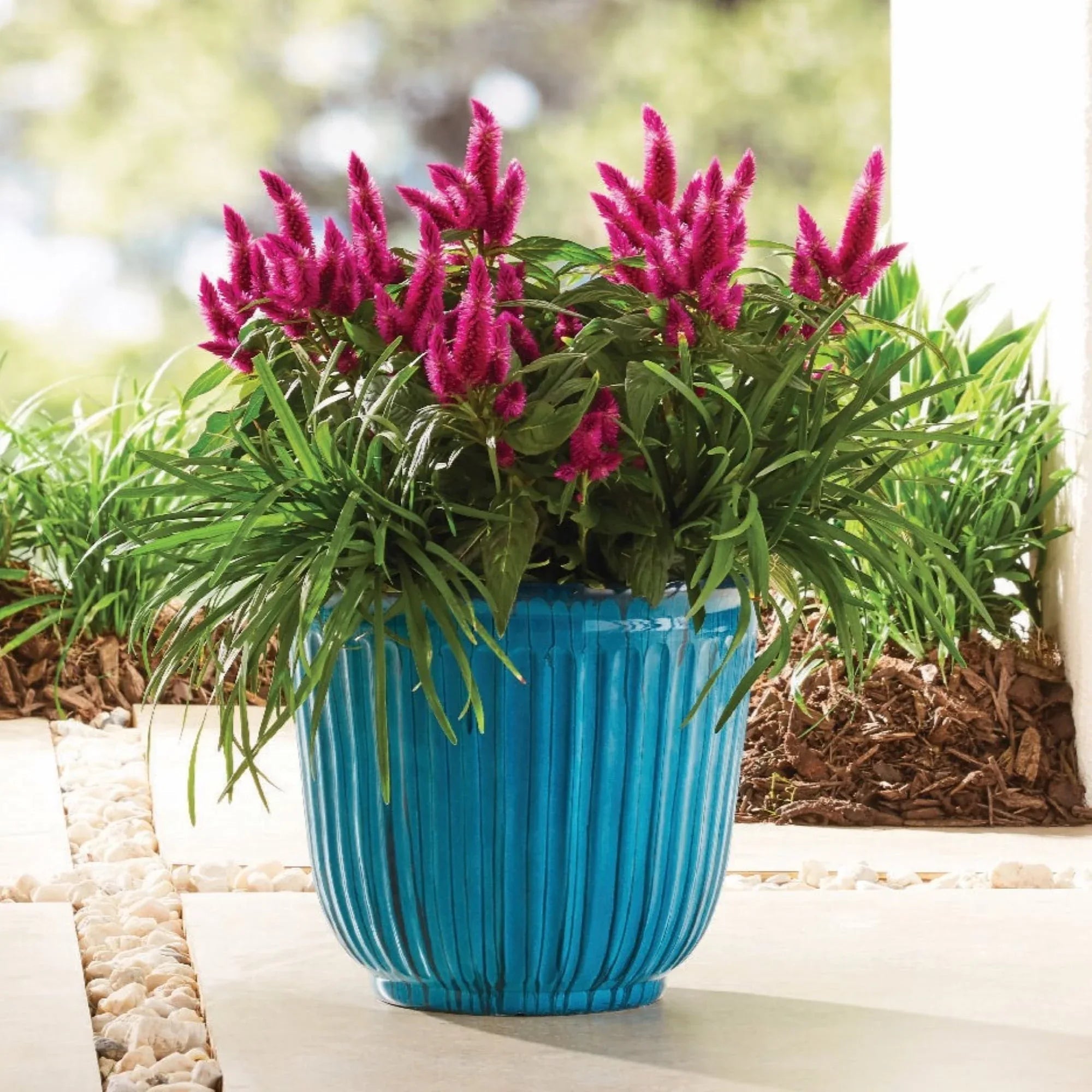 Better Homes & Gardens Kamala Light Blue Recycled Resin Planter