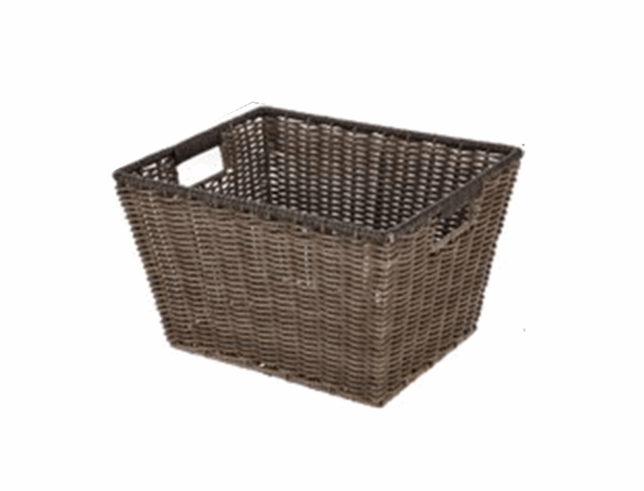 Better Homes & Gardens Large Poly Rattan Decorative Storage Basket with Handles, 14 in x 11 in x 8.5 in
