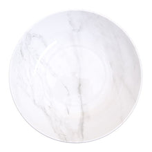 White marble-look melamine serving bowl, shallow round design