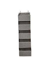 Gray 5-tier over-the-door closet organizer shelf with hanging hooks
