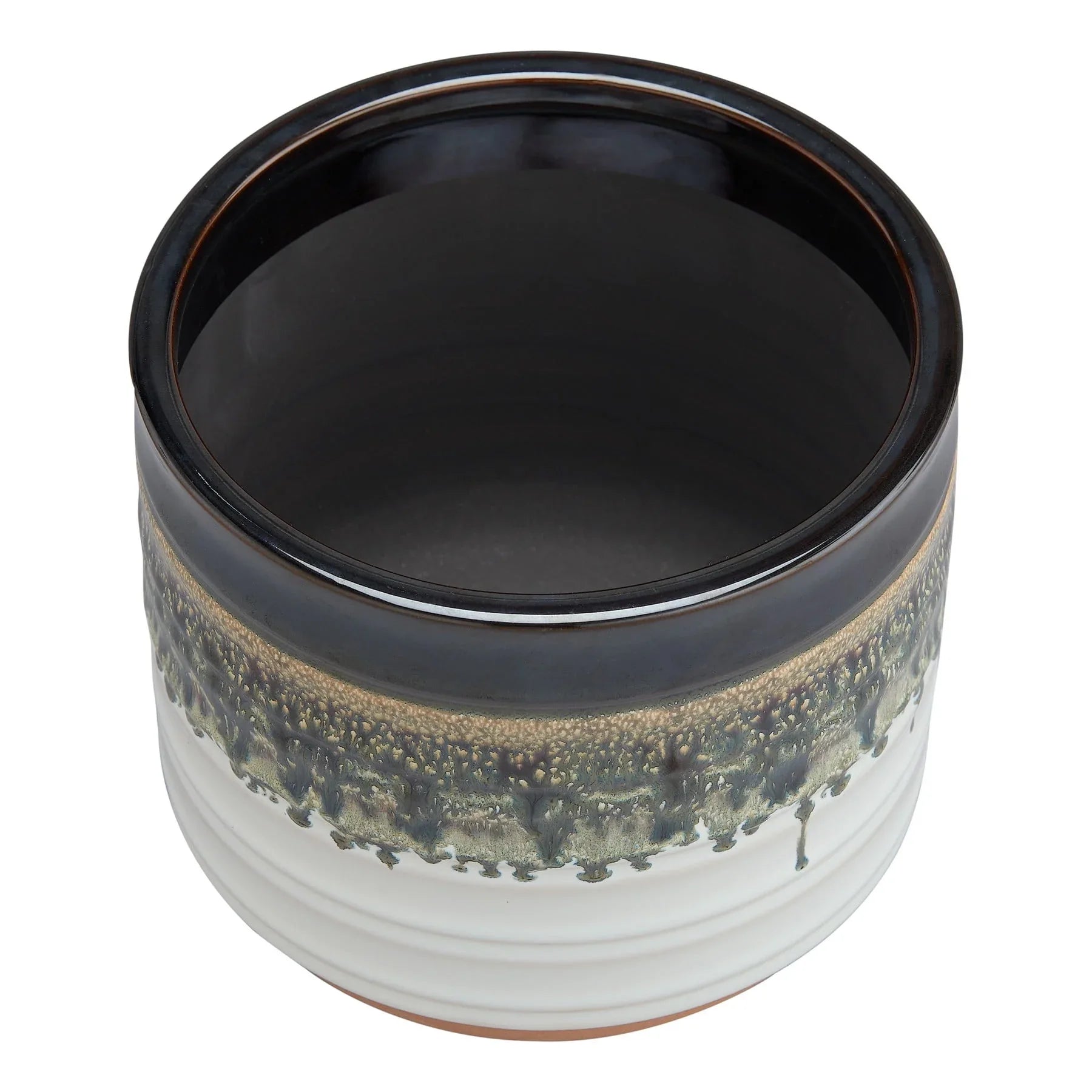 Better Homes & Gardens Round Black Ceramic Nikolaos Plant Planter