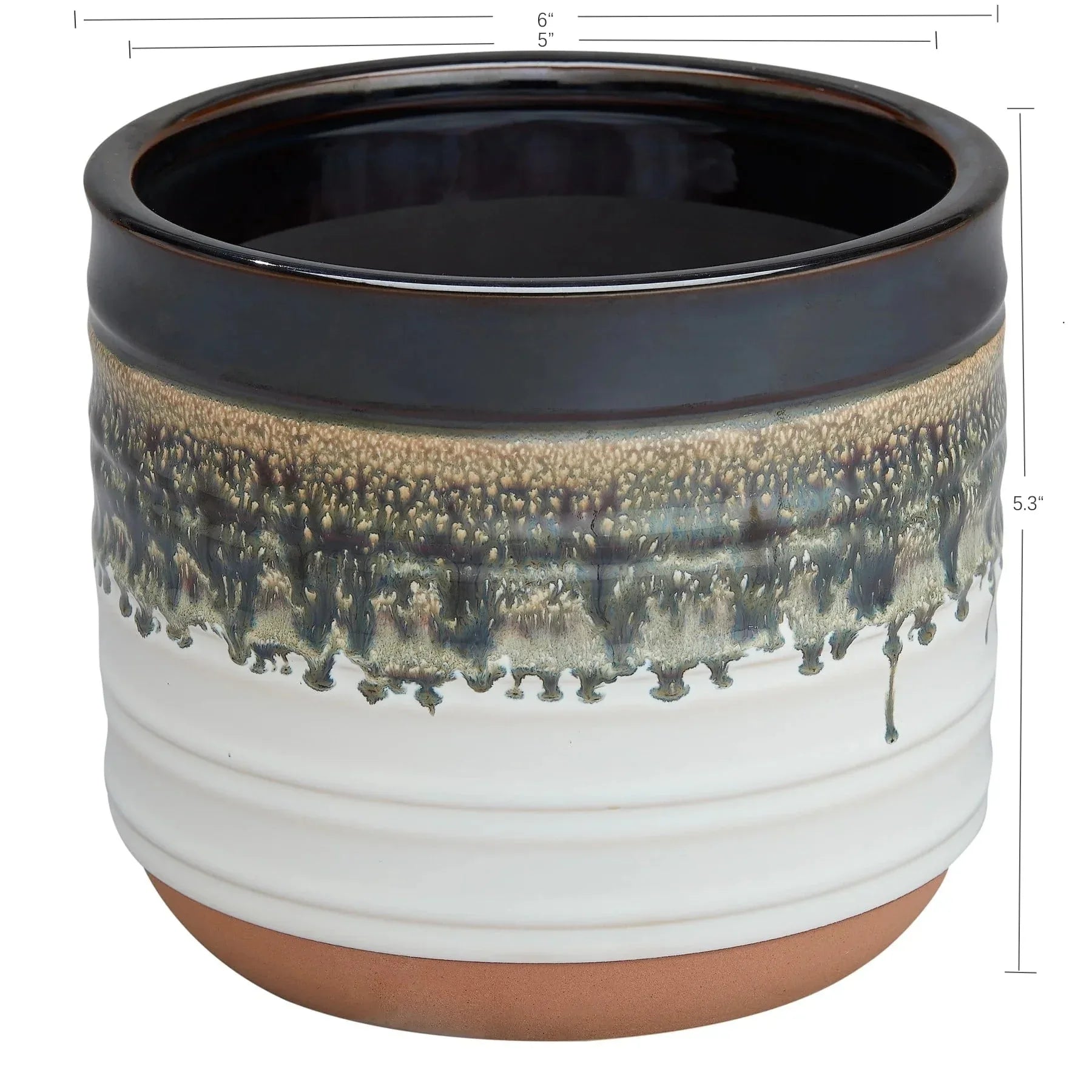 Better Homes & Gardens Round Black Ceramic Nikolaos Plant Planter
