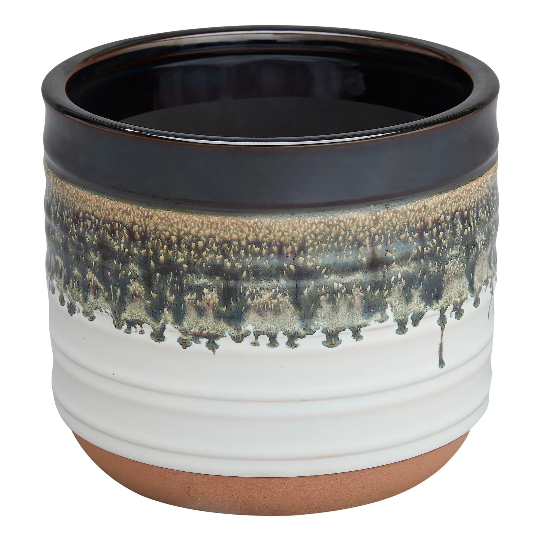 Better Homes & Gardens Round Black Ceramic Nikolaos Plant Planter