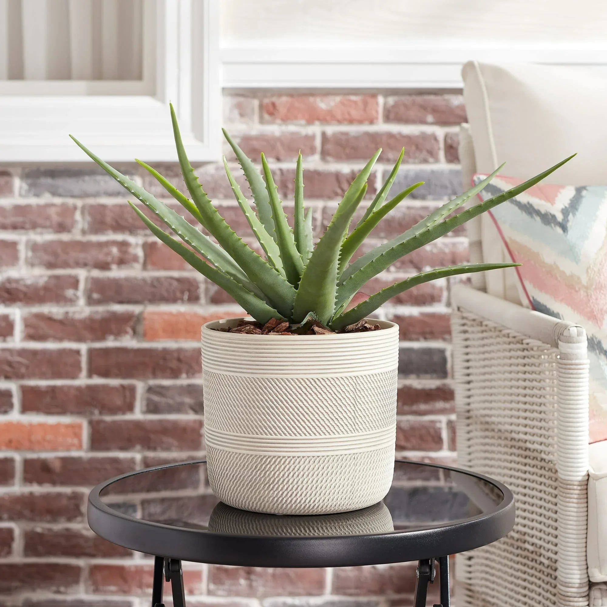 Better Homes & Gardens 8" x 8" x 7.2" Round White Ceramic Tye Plant Planter