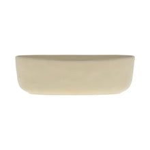 Light cream ceramic candle vessel with smooth top, unlit