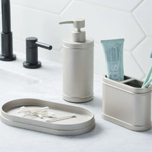 Satin nickel metal toothbrush holder with two compartments for toothbrushes