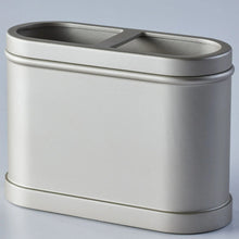 Satin nickel metal toothbrush holder with dual slots and wide opening