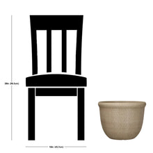 Khaki chino planter size diagram showing round bowl shape and side profile