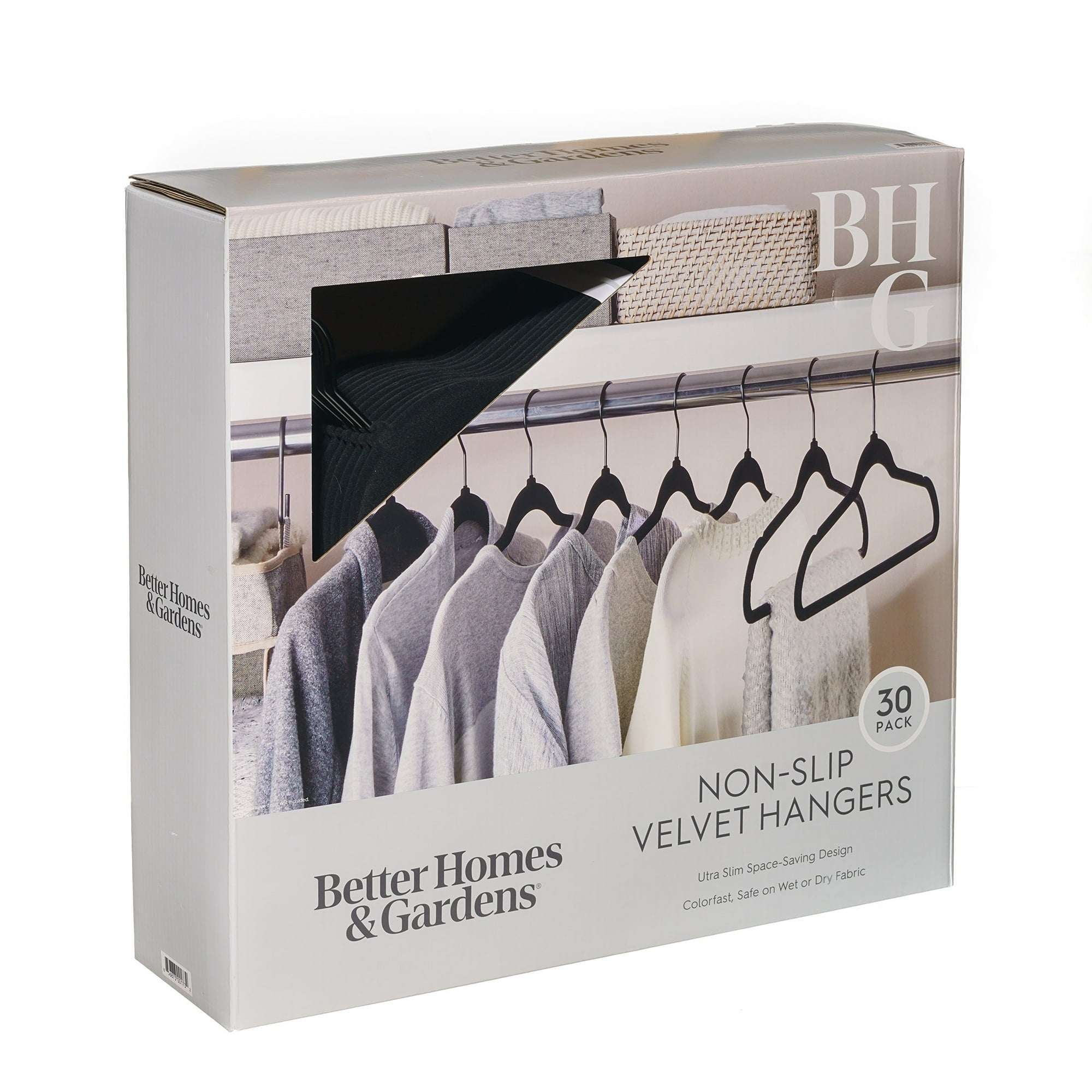 Better Homes & Gardens Velvet Adult Clothing Hangers, Beige, Non-Slip, Space Saving, 30 Count