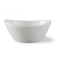 White wavy porcelain bowl with wide sloped sides