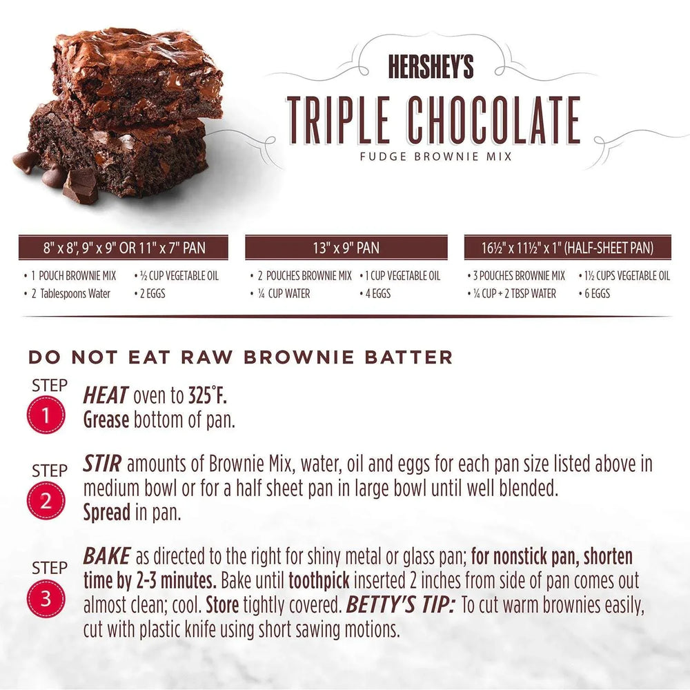 Betty Crocker HERSHEY'S Triple Chocolate Fudge Brownie Mix, 20 oz., 4 pk. - USA MEGA SHOP