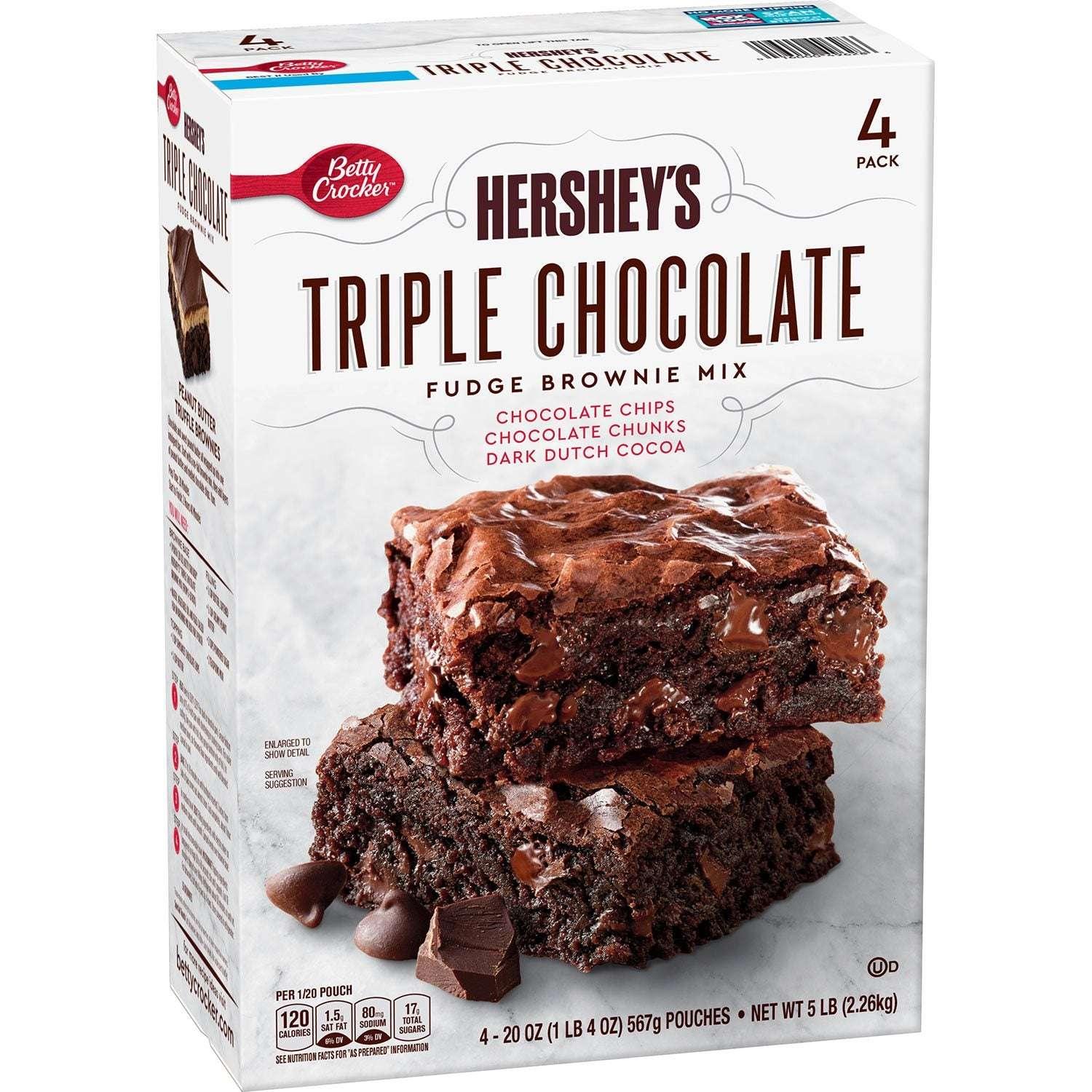 Betty Crocker HERSHEY'S Triple Chocolate Fudge Brownie Mix, 20 oz., 4 pk. - USA MEGA SHOP
