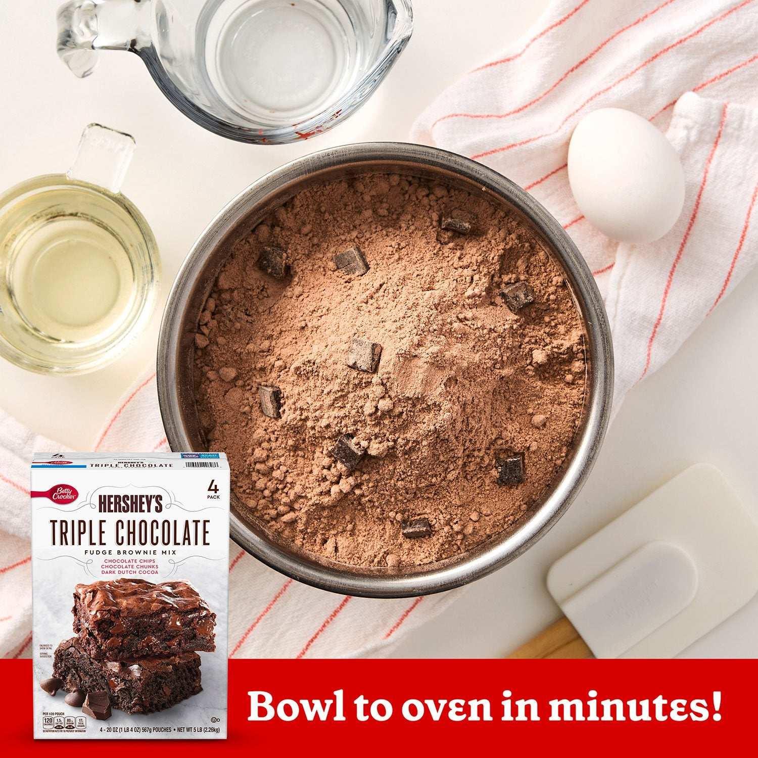 Betty Crocker HERSHEY'S Triple Chocolate Fudge Brownie Mix, 20 oz., 4 pk. - USA MEGA SHOP