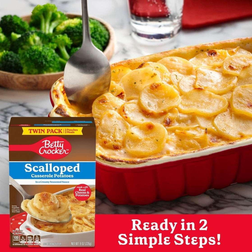 Betty Crocker Scalloped Casserole Potatoes, Made with Real Cheese, Twin Pack, 8 oz Box - USA MEGA SHOP