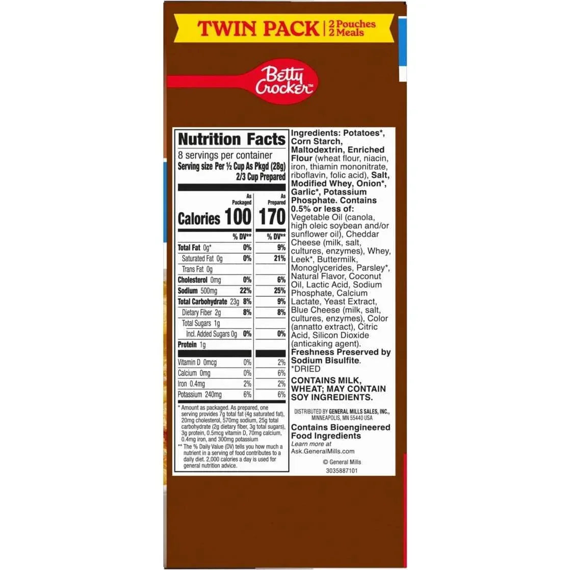 Betty Crocker Scalloped Casserole Potatoes, Made with Real Cheese, Twin Pack, 8 oz Box