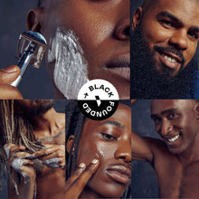 Beard oil application collage showing man with beard and hands dispensing oil