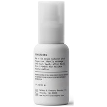 Bevel beard oil bottle, back label with directions on white plastic container