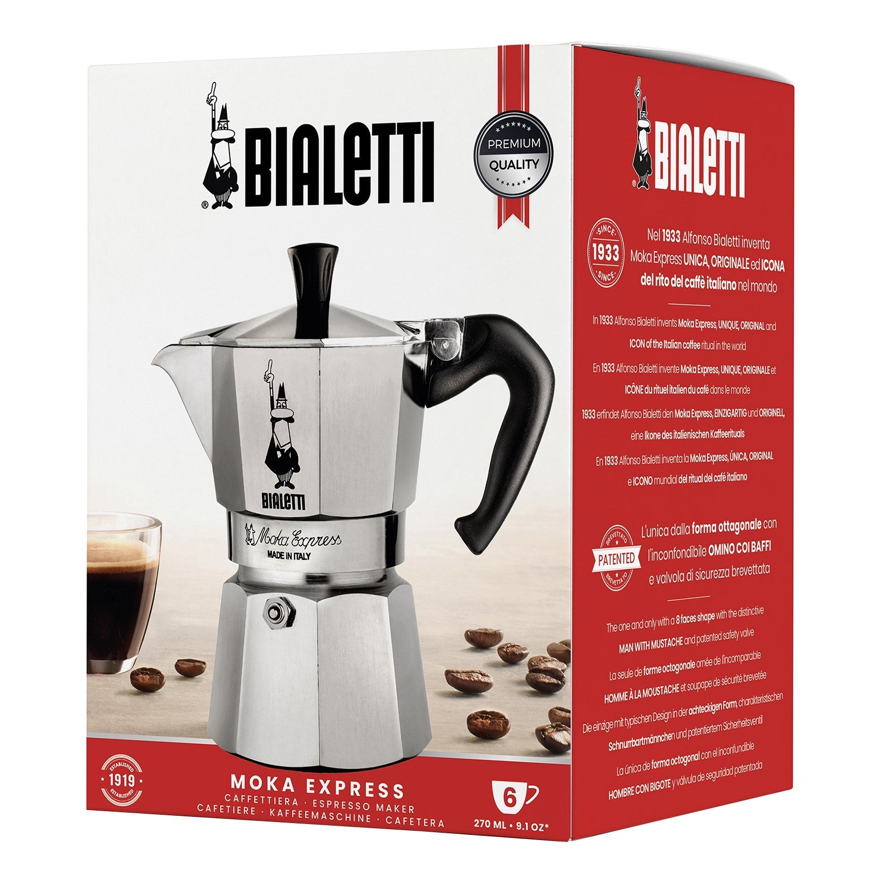 Bialetti Moka Stovetop Espresso Maker, 4-Cup