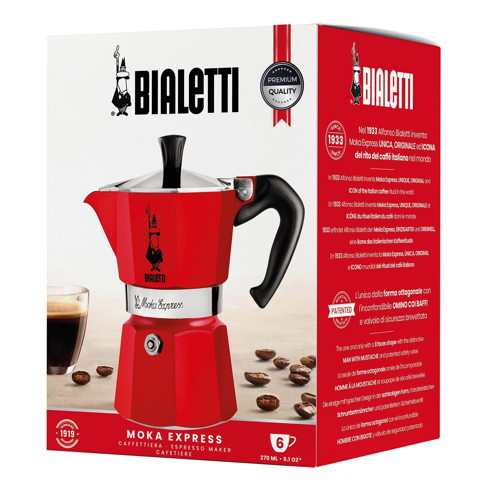 Bialetti Moka Stovetop Espresso Maker, 6-cup