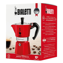 Bialetti moka express 6-cup stovetop espresso maker box, red and black design