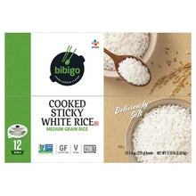 Cooked sticky white rice, medium grain 12-bowl pack with rice scoop graphic