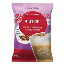 Big Train spiced chai tea latte drink mix bag, purple pouch with latte cup graphic