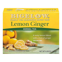 Bigelow Lemon Ginger caffeine-free herbal tea box, 80 servings