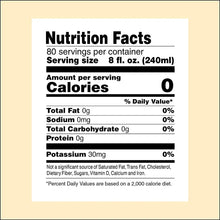 Nutrition facts panel for herbal tea, 0 calories per serving, 8 fl oz