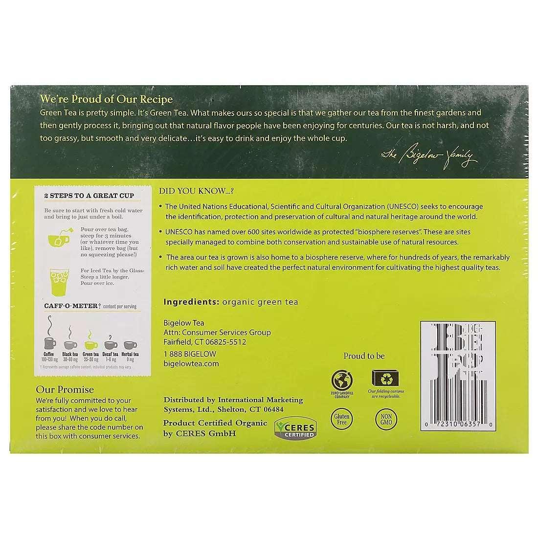 Bigelow Tea Bags Premium 100% Organic Green Tea, Tea Bags, 150 ct.