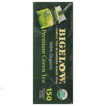 Bigelow Premium 100% organic green tea box side with 150 tea bags