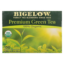 Bigelow Premium Green Tea box, 100% organic, 150 individually wrapped tea bags