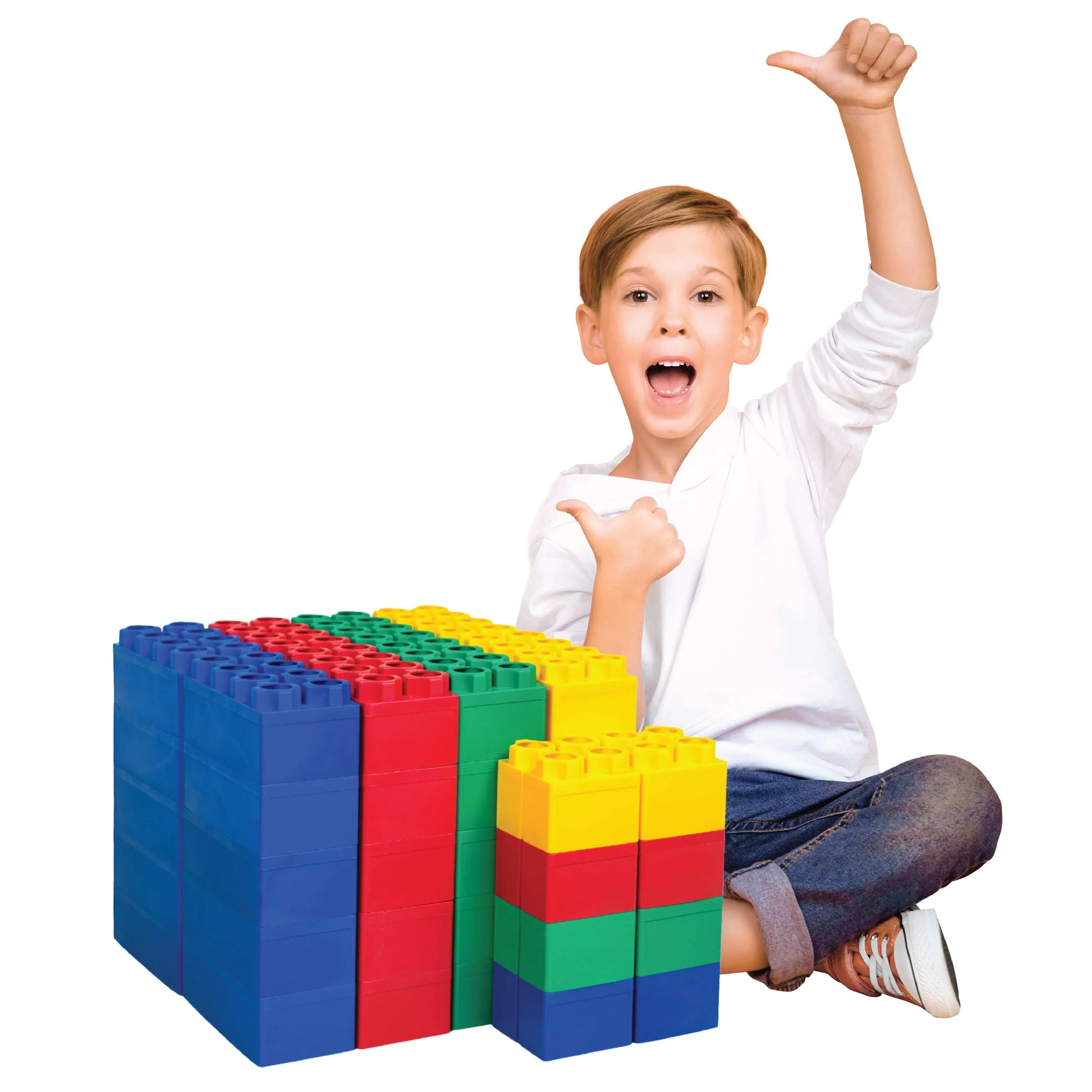 Jumbo Building Blocks - Black 48 pc Set for Kids Ages 3-8 for Indoor & Outdoor Play - USA MEGA SHOP