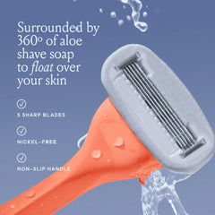 Billie Women’s Razor Kit, 1 Handle + 2 x 5-Blade Refills + Magnetic Holder, Malibu Color