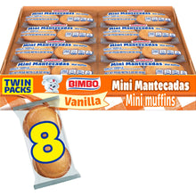 Vanilla mini muffins multipack with twin packs, showing a single mini muffin